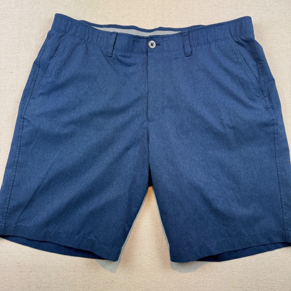 Under Armour HeatGear Mens Golf Shorts Size 40 Navy Blue Heather Loose Fit